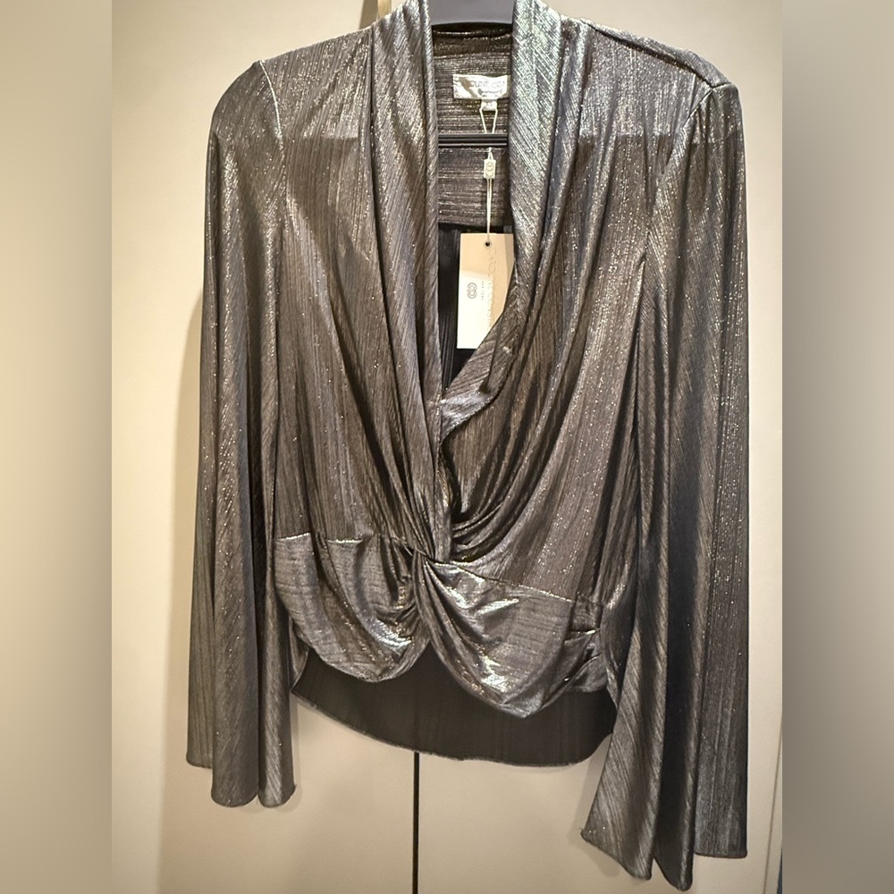 Caroline Constas Silver Drape Top - image 1